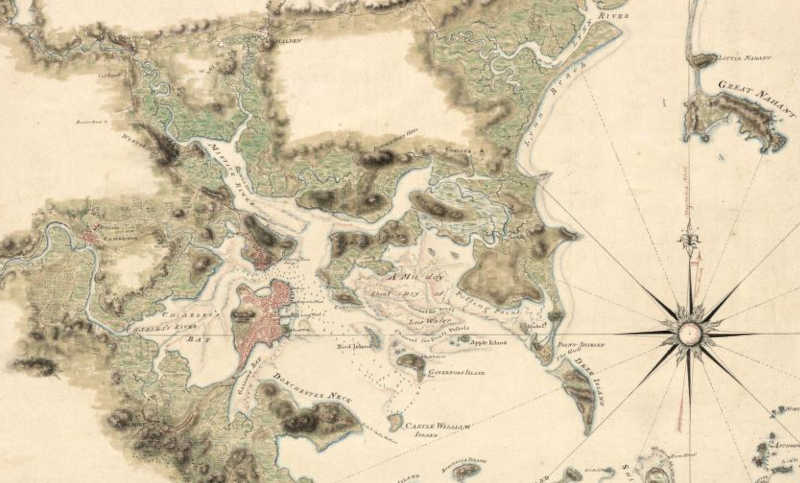 old map of a harbor